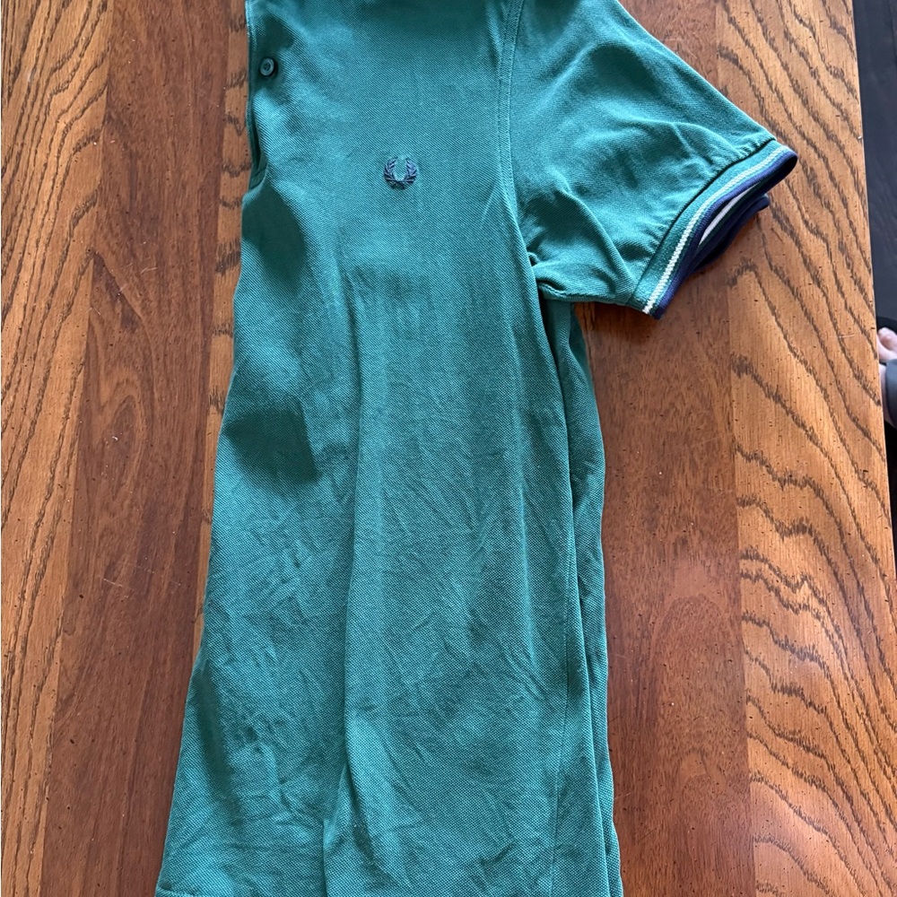 Fred Perry Teal Polo Shirt with Navy Accents - Picture 4 of 4